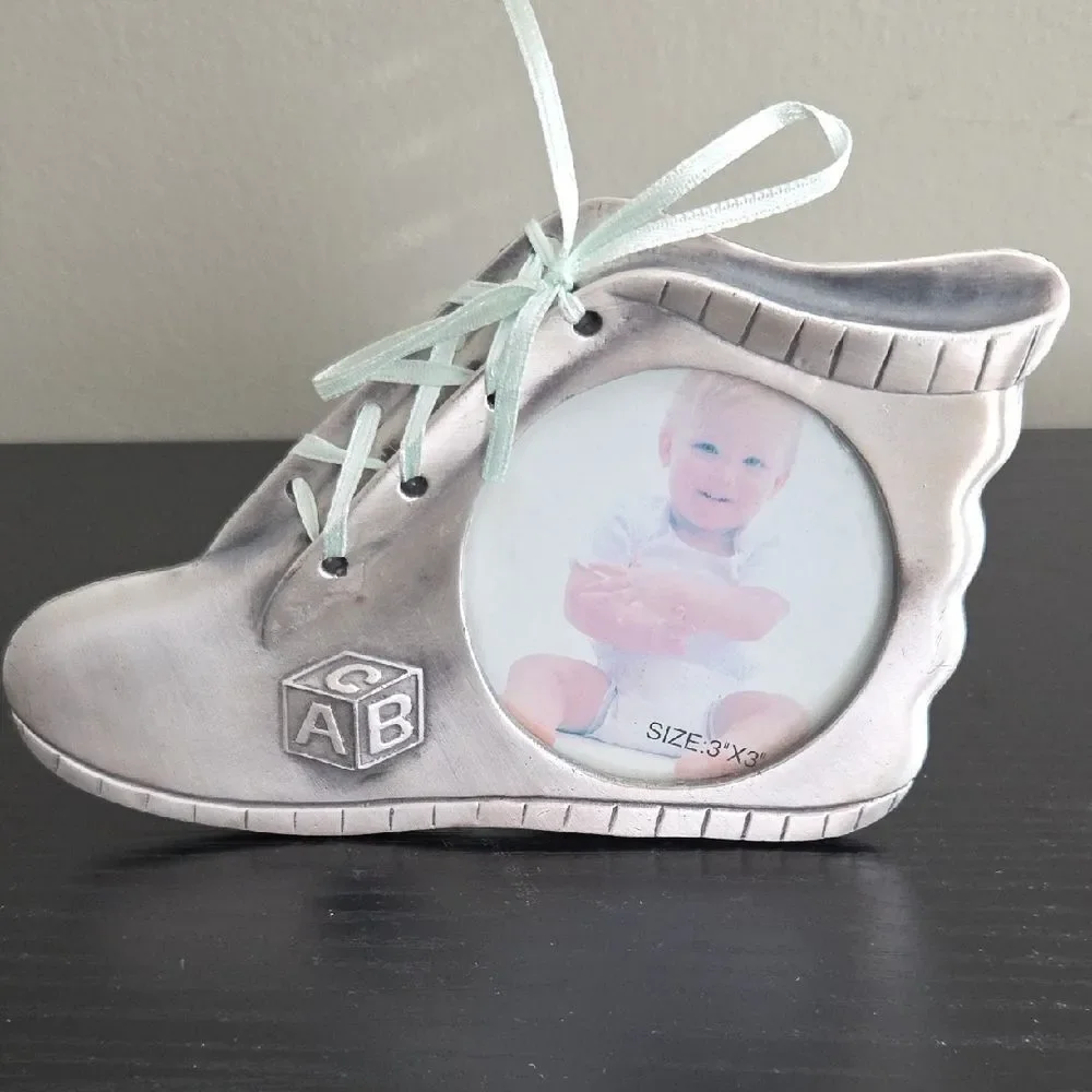 Gray Baby Shoe Photo Frame
